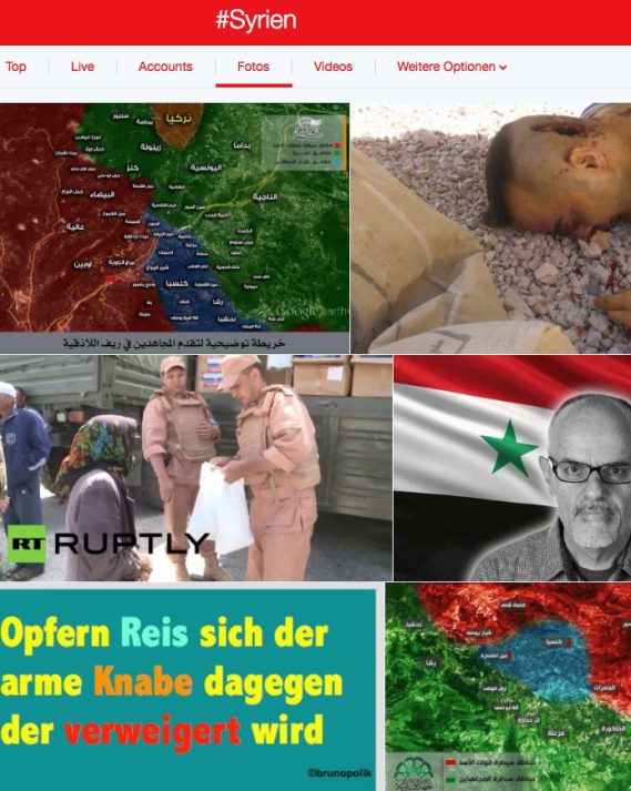 Screen-Shot Twitter-Fotos Hashtag #Syrien vom 01.07.16
