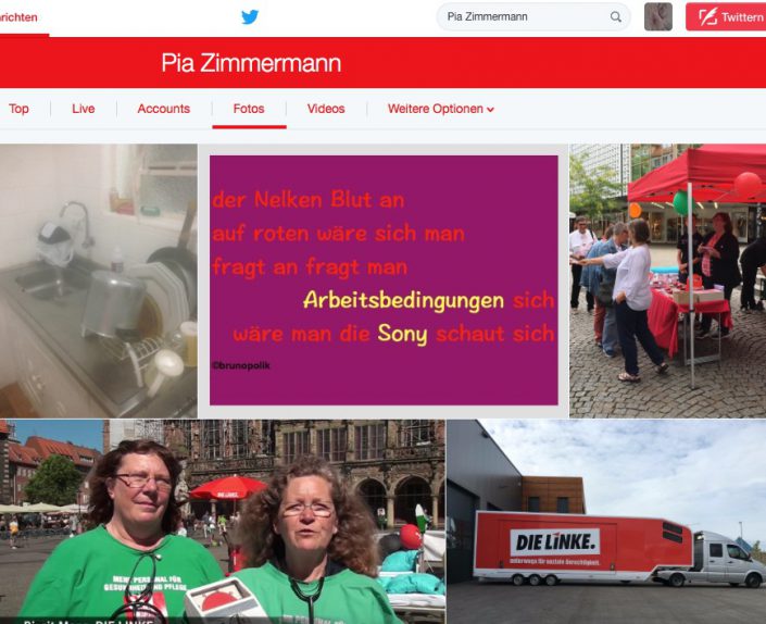 Screenshot Twitter-Fotos - Pia Zimmermann mit Tanka-Strophe aus dem Poetry-Text der PolitikerInnen-Worte "Den Beruf Spaß"