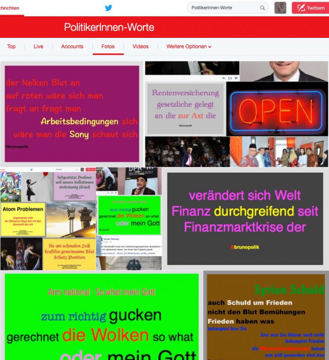 Screenshot Twitter-Fotos PolitikerInnen-Worte - diverse Poetry-Texte