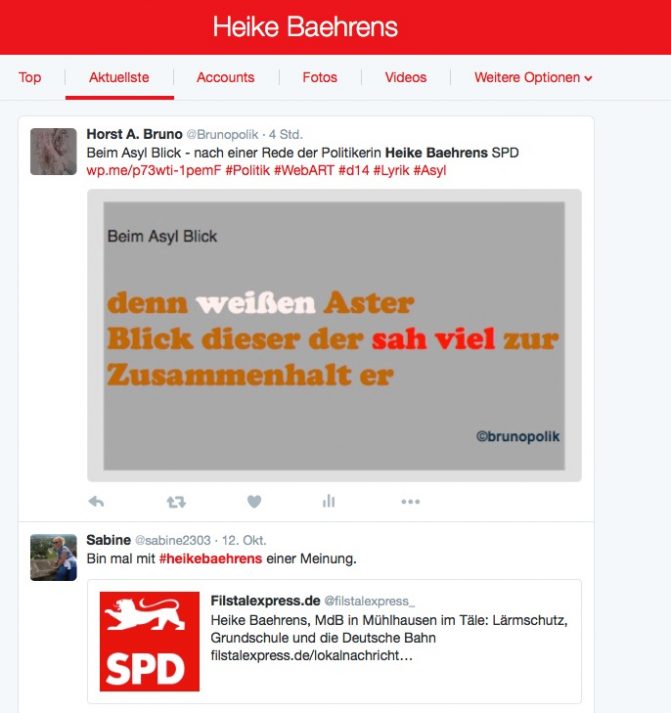 Screenshot Twitter - Heike Behrens - SPD-Bundestagsabgeordnete